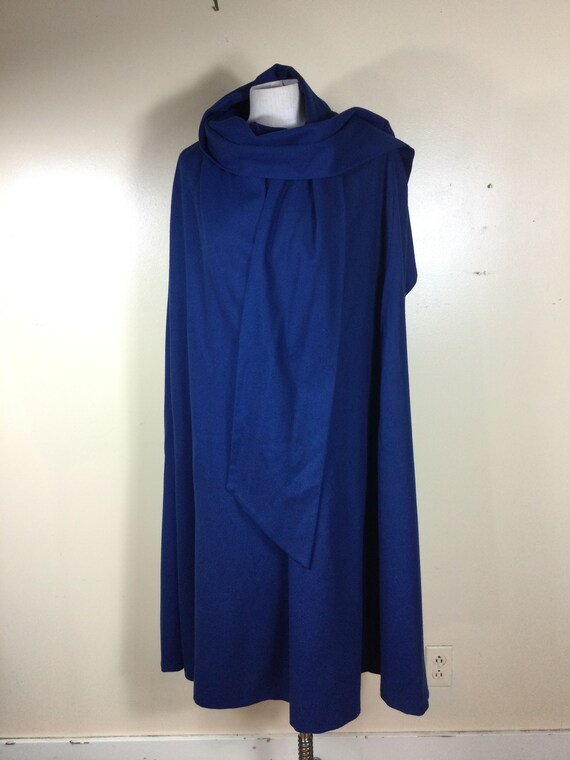 Vintage   60S  Peacock Blue wool  Cape 1960s belte