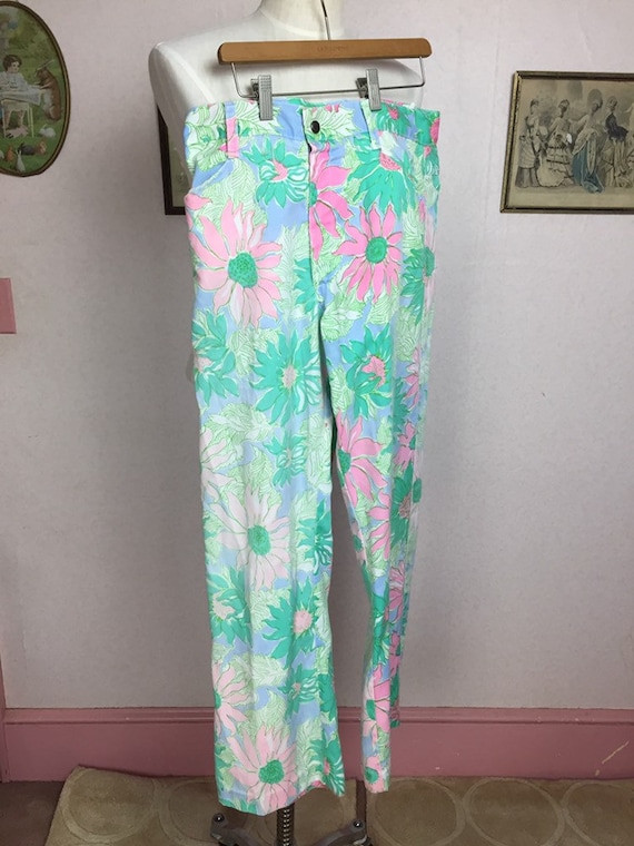 Vintage Lily Pulitzer Floral Jeans , 70s Lily Puli