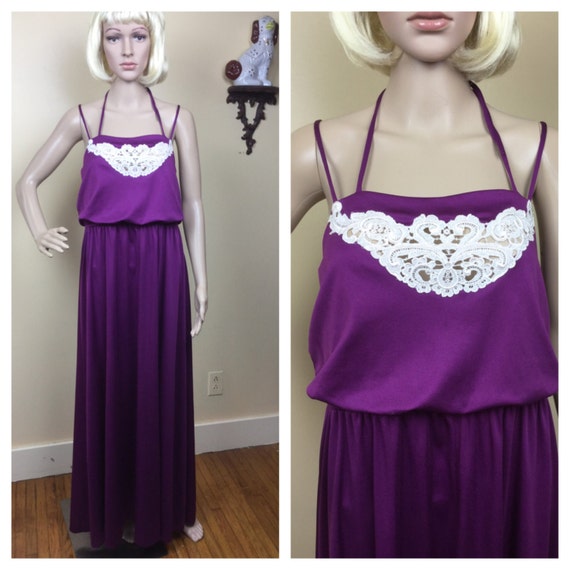 70S Boho Maxi Dress,Plum Victorian draped boho dr