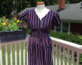 Vintage mini dress 60s dress mod striped red white blue Stewardess