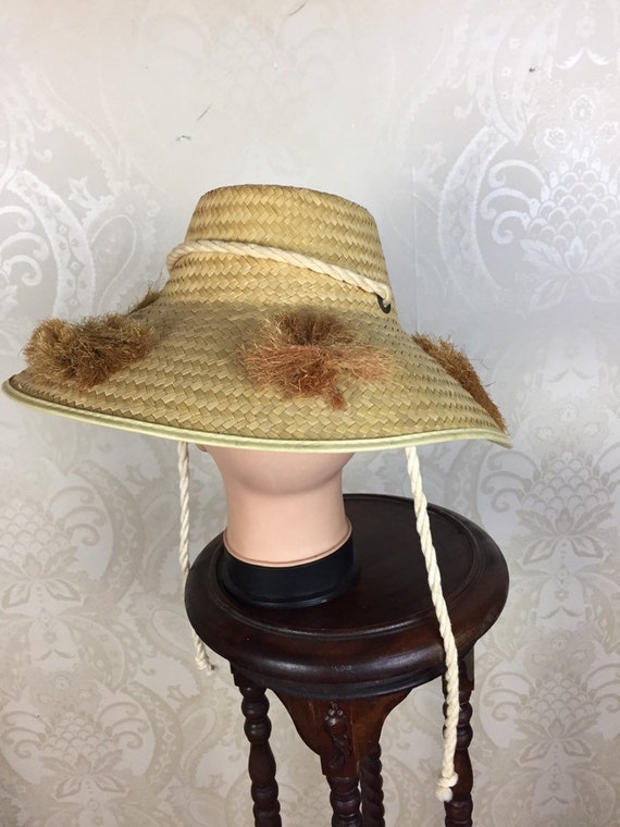 Vintage 60s Straw Beach Hat , - image 6
