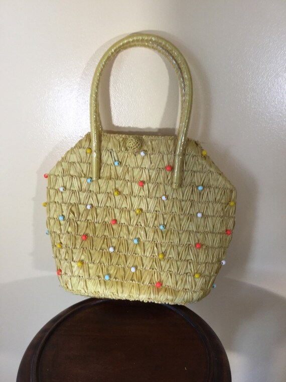 Vintage 50s Purse, 1950s purse , Woven Cellophane