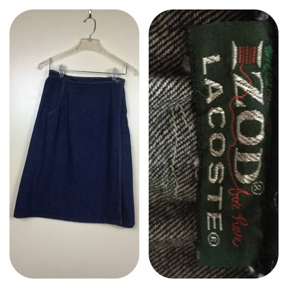 70s IZod Lacoste denim Wrap Skirt, Denim Skirt,70s