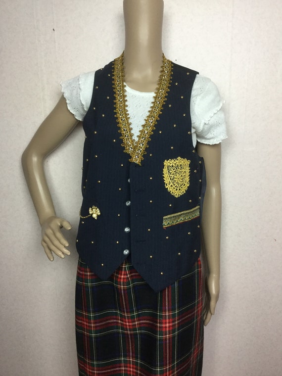 Gold watch Vest , Vintage 90s Menswear vest , Pin… - image 1
