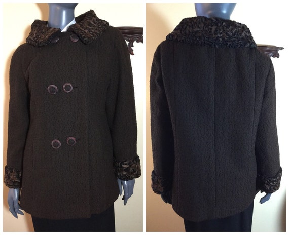 vintage 50s Coat brown persian lamb Winter coat