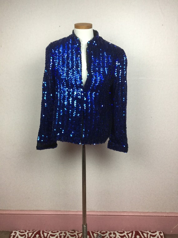 Bright blue sequin jacket , MARDI GRAS Parade  sm 