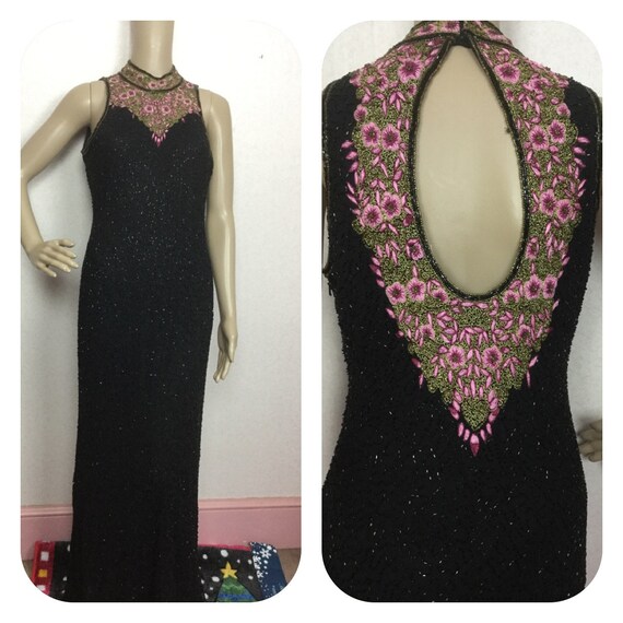 Vintage Beaded Gatsby Dress, roaring 20s Costume,