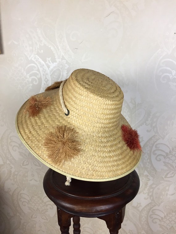 Vintage 60s Straw Beach Hat , - image 7
