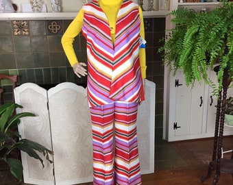 Vintage 70s Bobby brooks Striped Pantsuit Set,,  sm