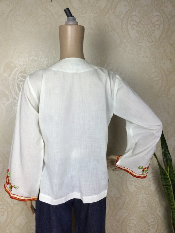 Mexican Embroidered Shirt , Vtge 70s Hippie Boho … - image 10