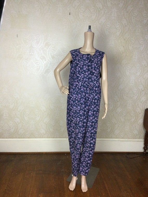 Vintage 1980s  Laura Ashley jumpsuit 80s Floral Ga