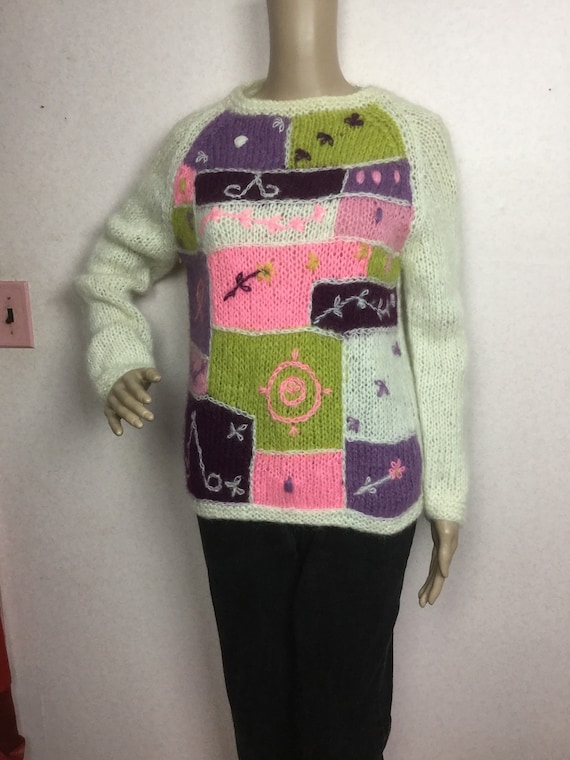 Vintage 50s Mohair Sweater ITALY pullover Purp