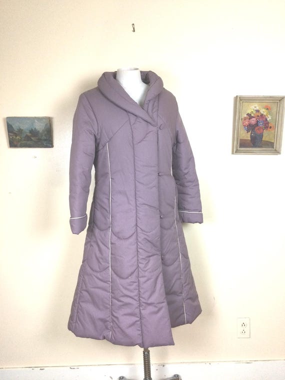 80s Purple Puffer LONG Coat Winter COat sm - Gem