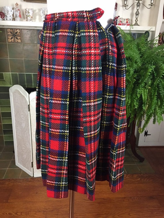 Vintage 50s Red Plaid Pendleton Skirt , Box Pleat… - image 7