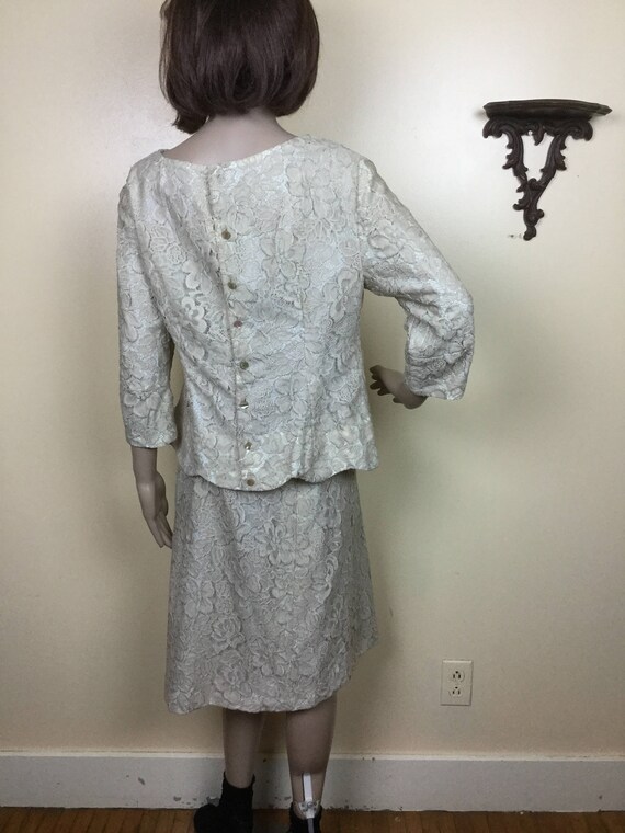 50s Lace Wedding Dress, Vintage 1950s Ivory  Chan… - image 10