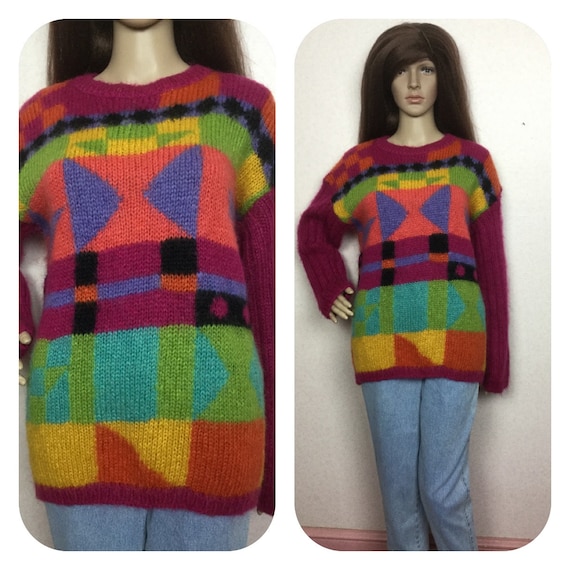 mohair sweater , 90s Colorblock MohAir Sweater, Fa