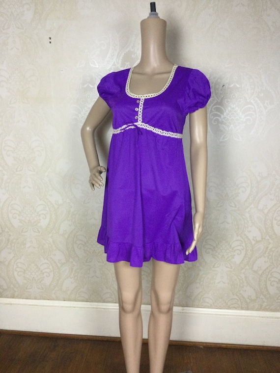 60s purple mini dress, Mod Violet Nightie, Sm