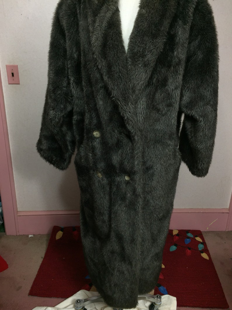 Long faux Fur coat faux Mink Almost Famous Long Winter plush vegan fur Vintage Mink Faux Fur Coat sale
