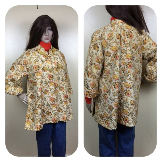 Vtge 50s kimono jacket , 1950s brocade asian coat