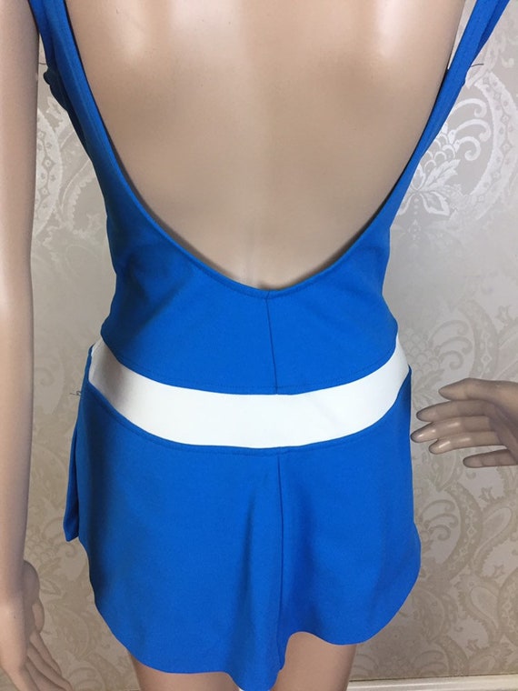 Vintage 60s Swimsuit , Mod Bright Blue One piece … - image 5