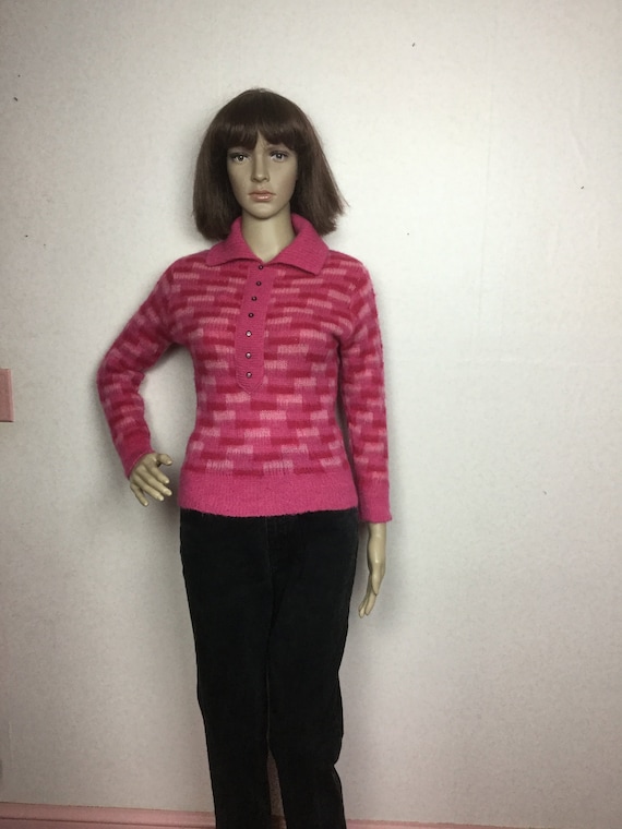 vintage 50s Hot Pink Sweater, SM , Bombshell swe