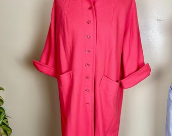 Vintage 50s Coral Wool Swing Coat, New Old Stock with Tags