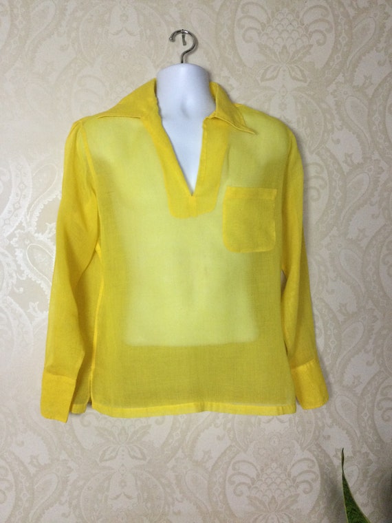 Groovy Mod Shirt , Golden Yellow beach Bum Top, p… - image 1