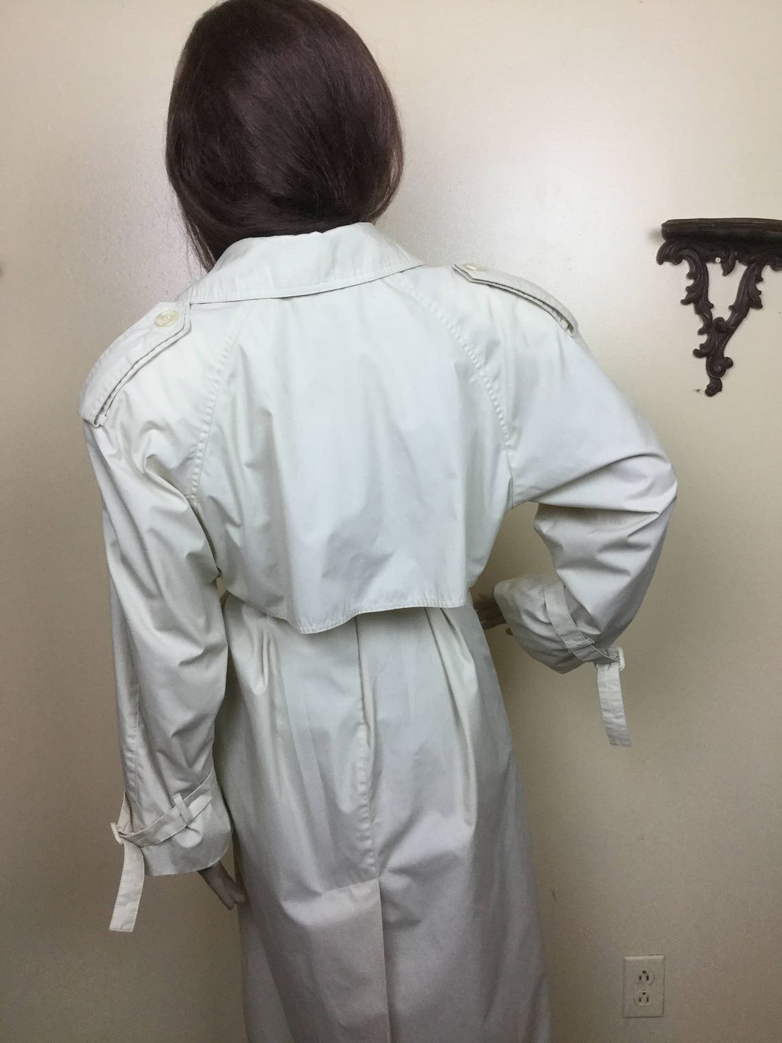 Trench-coat Cyclone Années 1970 - Imperméable Vert Gris - Taille 46/48 (XL) - Made In France