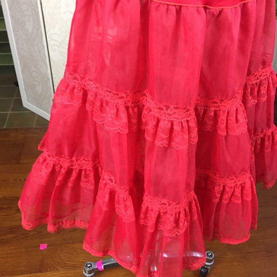 50s Red  Petticoat, Red Tulle Crinoline, Square D… - image 5