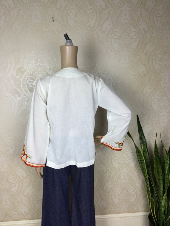 Mexican Embroidered Shirt , Vtge 70s Hippie Boho … - image 7