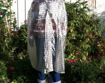 Vintage 60s Polka Dot vinyl Raincape , 1960s See thru vinyl raincoatone size