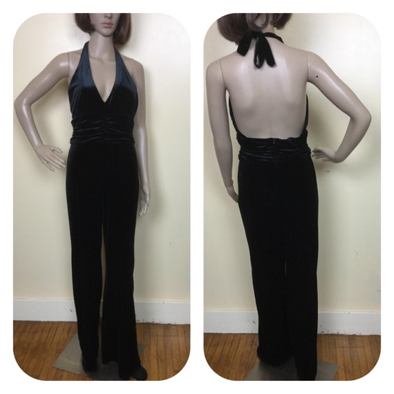 Black Velvet Jumpsuit / Disco Jumpsuit/ Vintage ve