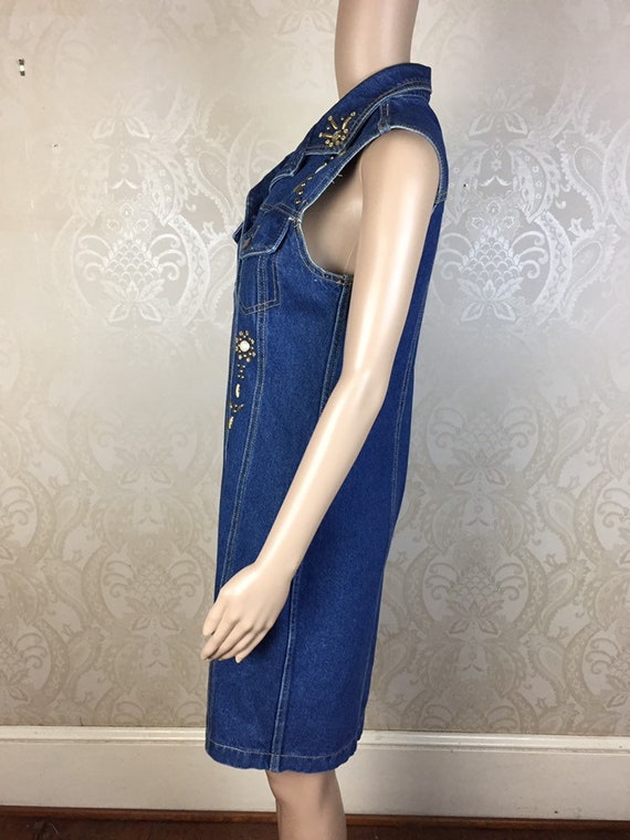 Vintage 90S bedazzled Denim Dress Jean Dress 90s … - image 2