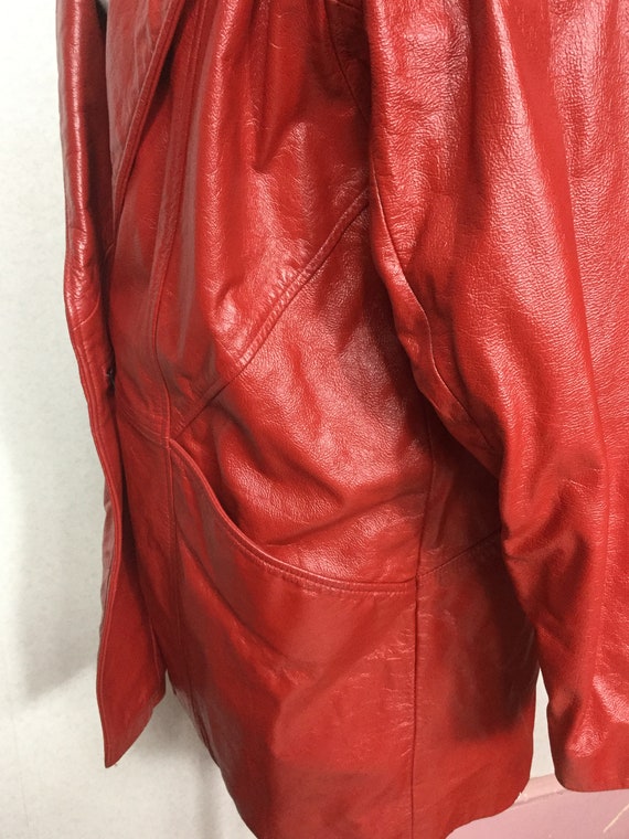 Vintage Red Leather cocoon Coat, Buttery Soft Hip… - image 4