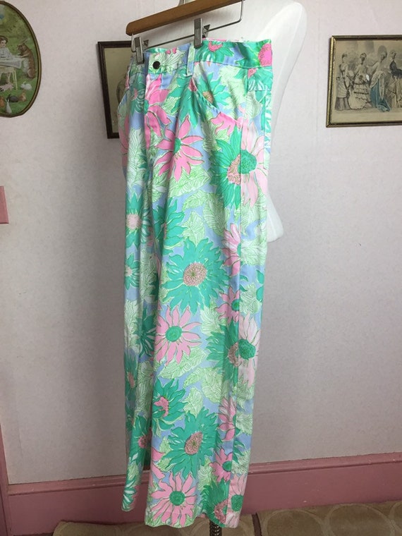 Vintage Lily Pulitzer Floral Jeans , 70s Lily Pul… - image 7