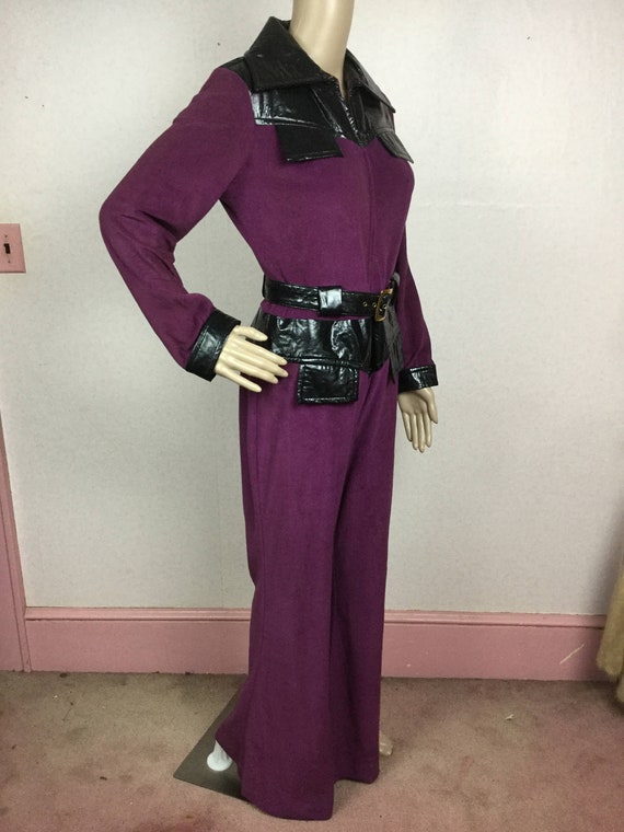 70s , Black vinyl disco jumpsuit , Buffalo Disco J