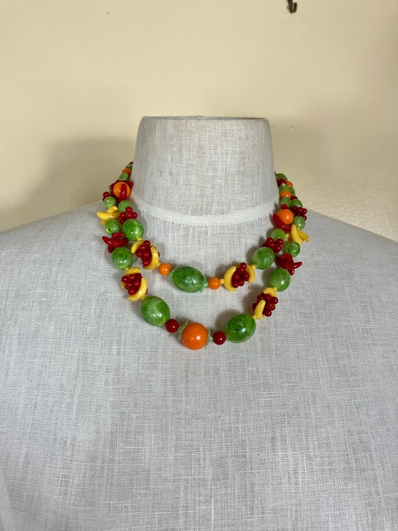 Vintage 50s FRUIT Necklace , celluloid MCM NECKLA… - image 1