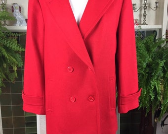 Vintage 70s  Red Pendleton  Wool Pea Coat jacket, 1970s Blazer, Xl
