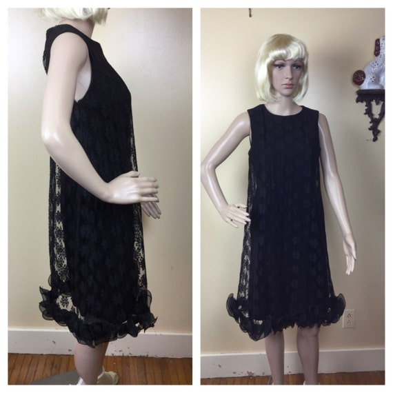 Vintage 50S Black Lace Dress, 1950s Cocktail Dres