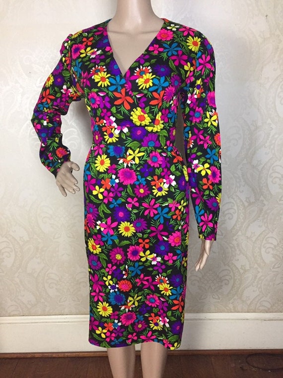 Vintage 70s psychedelic mini dress, Floral Barkclo