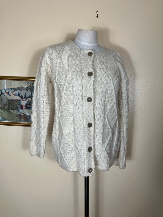 Vintage IRISH Fishermans Cardigan Sweater , St. Pa