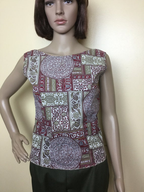 VINTAGE 60s architectural  top ,  50s sleeveless s