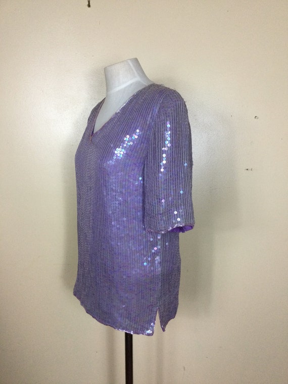 Vintage lilac sequin top, Disco top , Balletcore;… - image 4