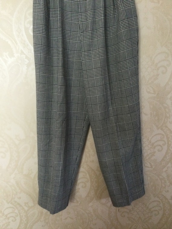 Vintage Glen Plaid 80s Pants , High waist , Pleat… - image 5