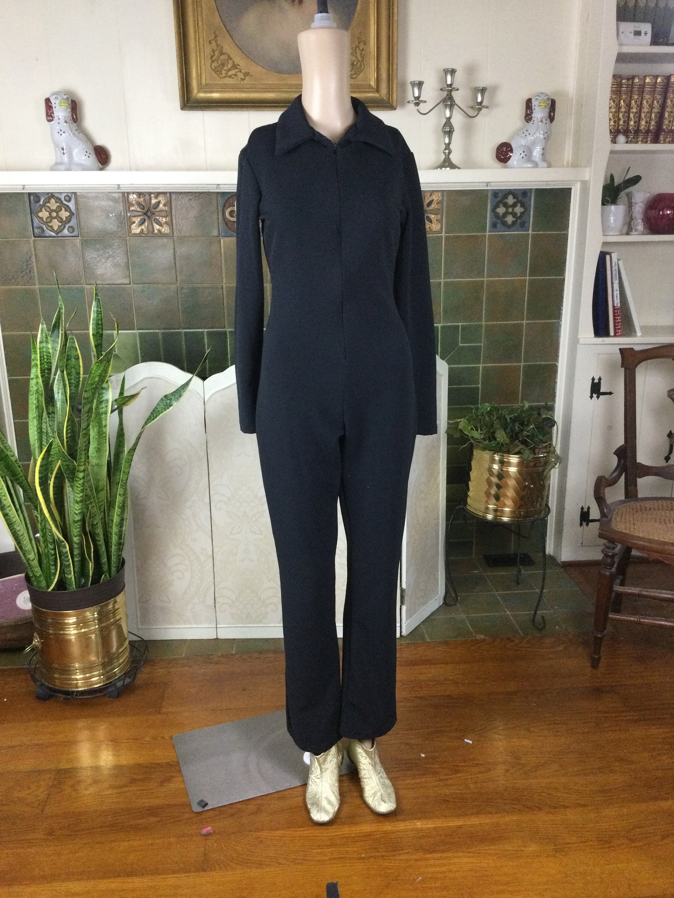 1970s Lanvin Black Jersey Jumpsuit