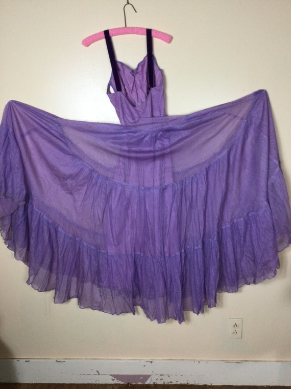 Vintage 50s Lilac prom Dress, Purple Tulle full s… - image 1