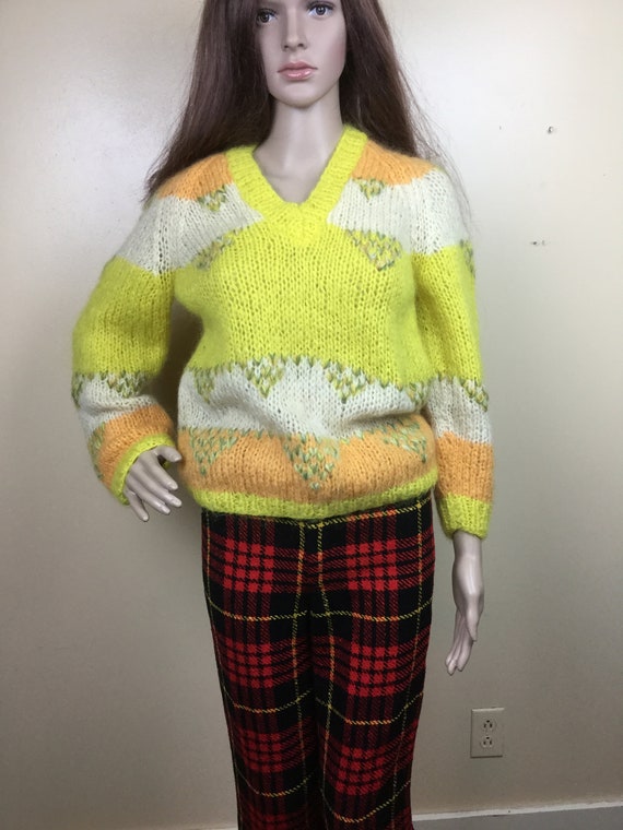 Vintage 50s  Mohair Sweater ITALY  pullover yello… - image 5