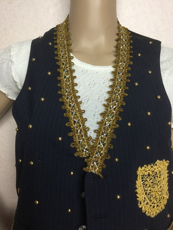 Gold watch Vest , Vintage 90s Menswear vest , Pin… - image 3