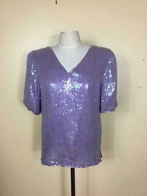 Vintage lilac sequin top, Disco top , Balletcore;… - image 1