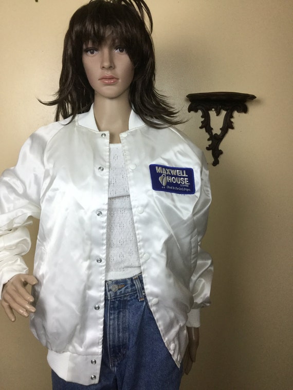 sale Vintage  white Satin Jacket 80s   JAcket Shin